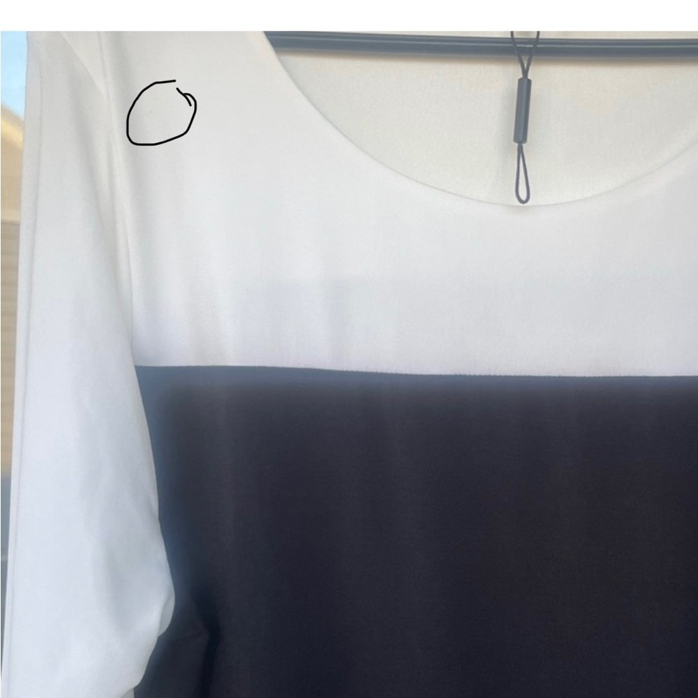 Calvin Klein Black and White Colorblock Long-Sleeve Top with Silver Accents-XL - Picture 12 of 12
